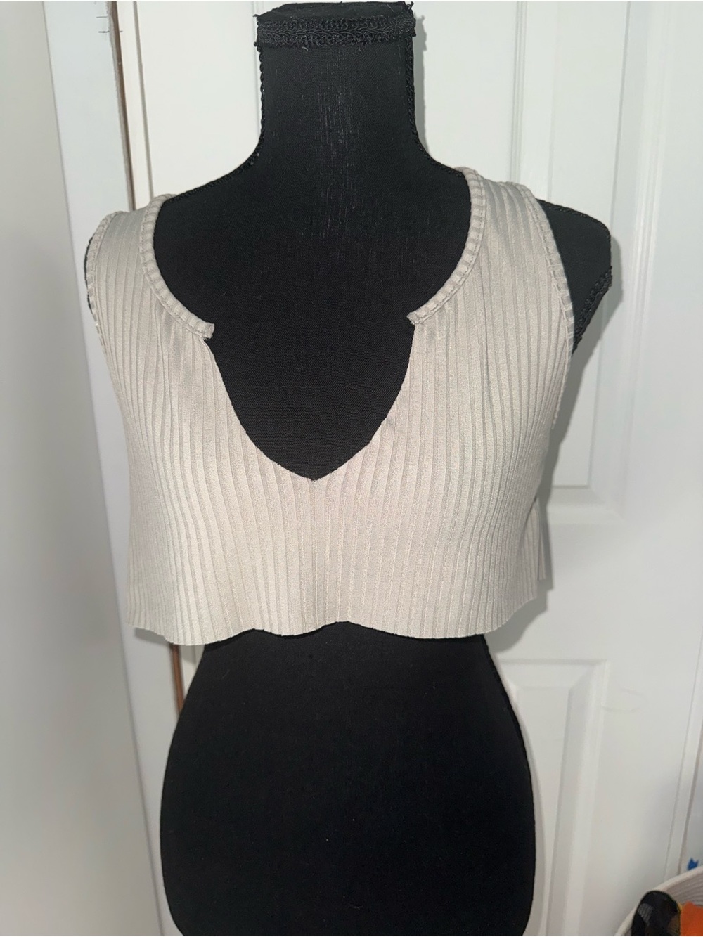 Ribbed Crop Tank Top - sage